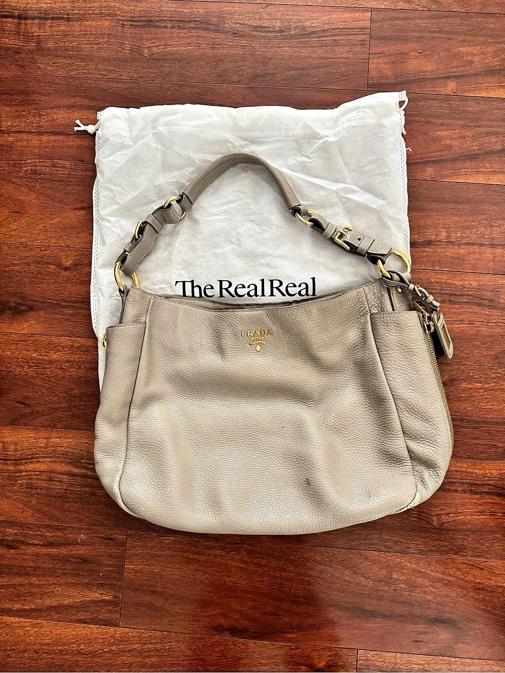 Prada Leather Shoulder Bag in Gray